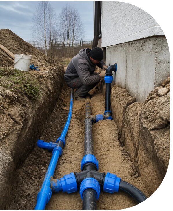 Монтаж наружного водопровода на участке под ключ в Урюпинске
